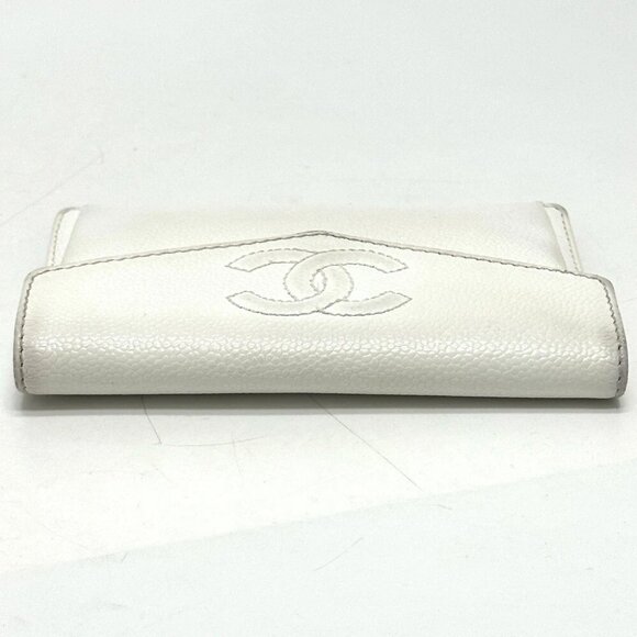 CHANEL CC Mark Flat Flap Wallet Accessories Folded wallet Caviar Leather White - Picture 4 of 14